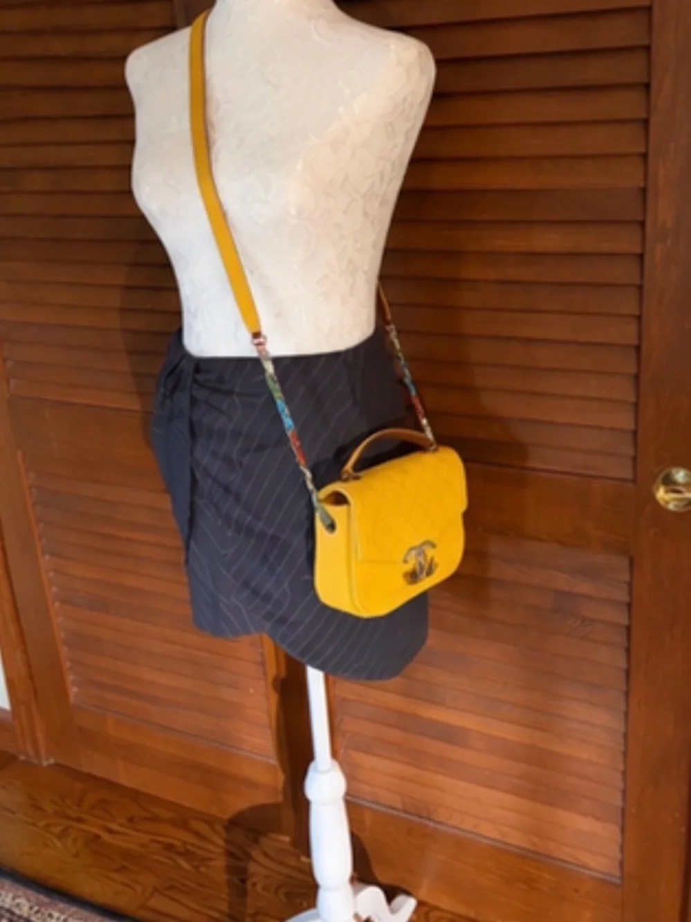 Authentic Chanel 17C Coco Cuba Handle Yellow Caviar Rainbow CC Flap